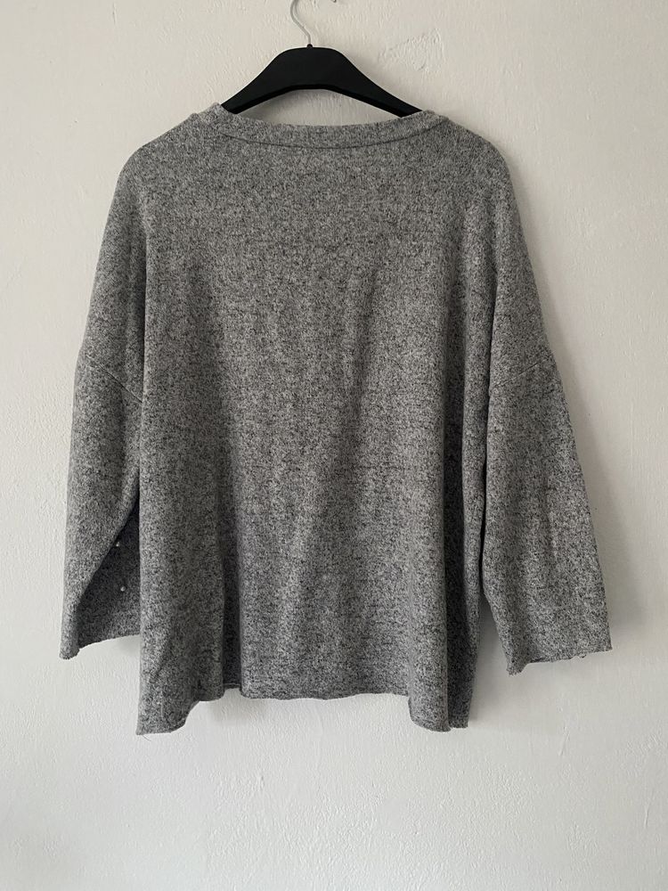 Bluzka sweterek Zara perełki szara M/38