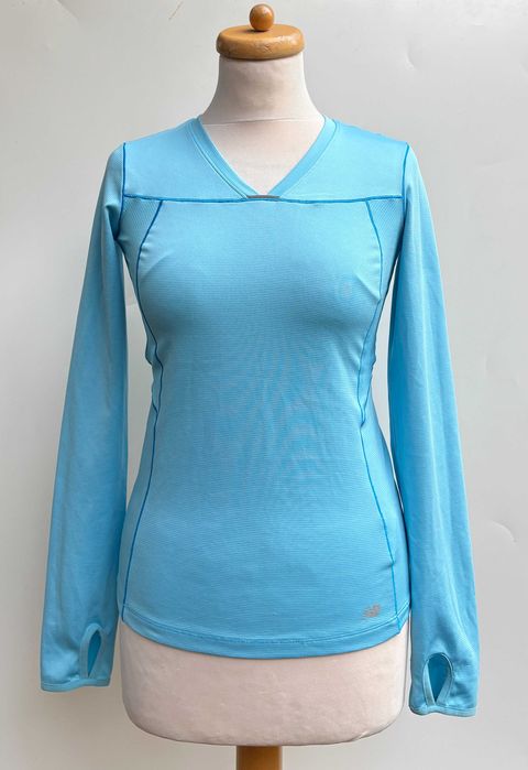 Koszulka Sportowa New Balance S 36 Niebieska Bluzka Długi Rękaw