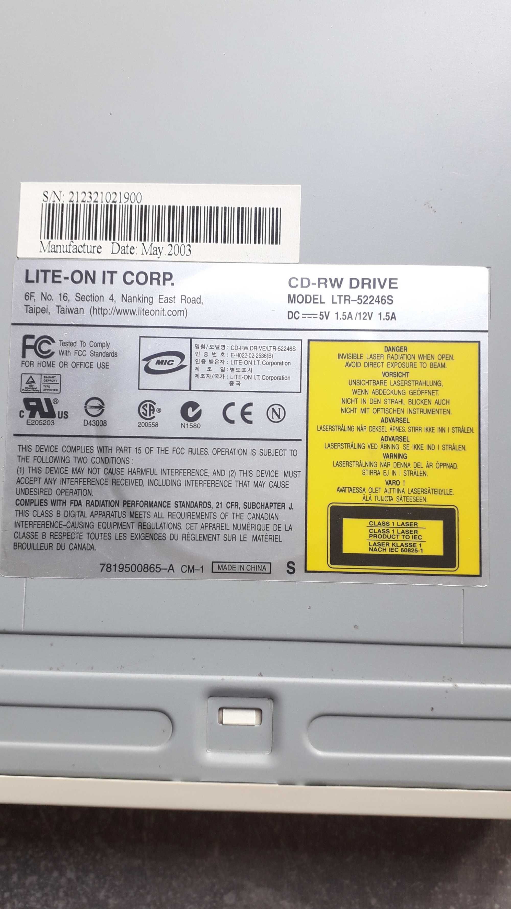 Продается CD-RW оптический привод LITE-ON LTR-52246S