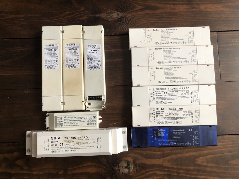 Transformatory halogen Gira Berker 230V 12V zestaw 11 sztuk