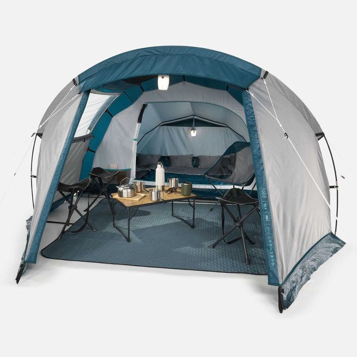 Tenda 4 pessoas, 4 cadeiras e colchão com bomba