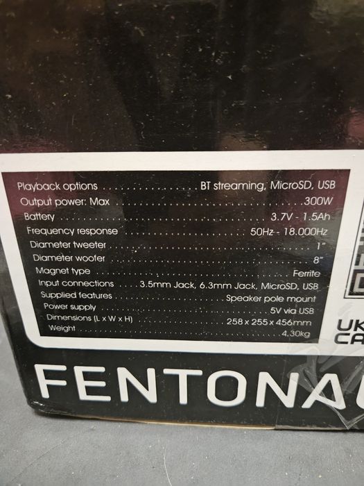 Głośnik bluetooth 300W fenton ft8led-mk2