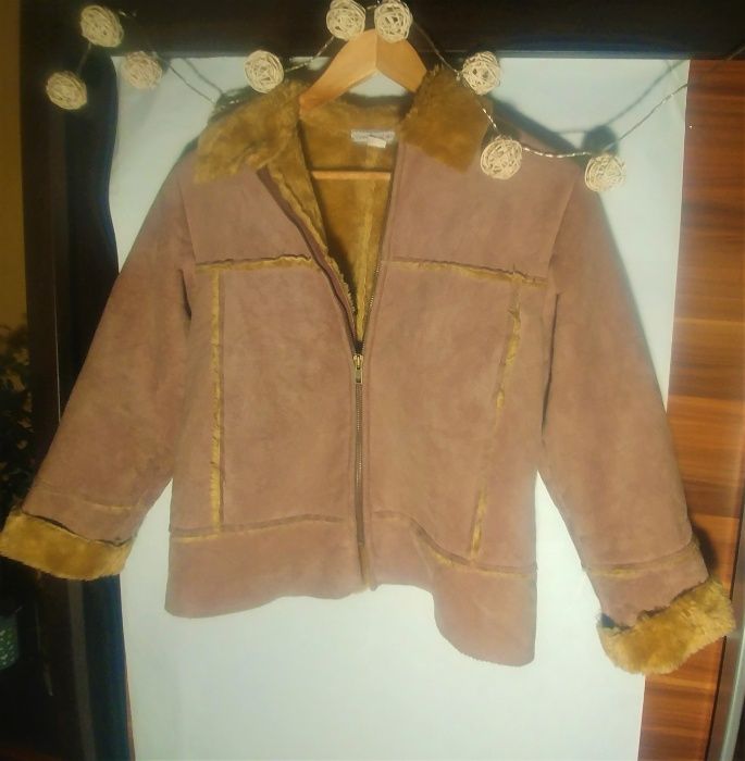 Kurtka, futerko, kożuszek, 10 lat, kolor camel, 138 cm