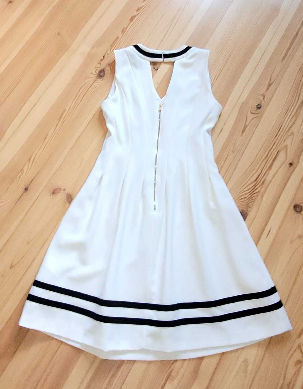 H&M biała plisowana sukienka elegancka rozłożysta M/L