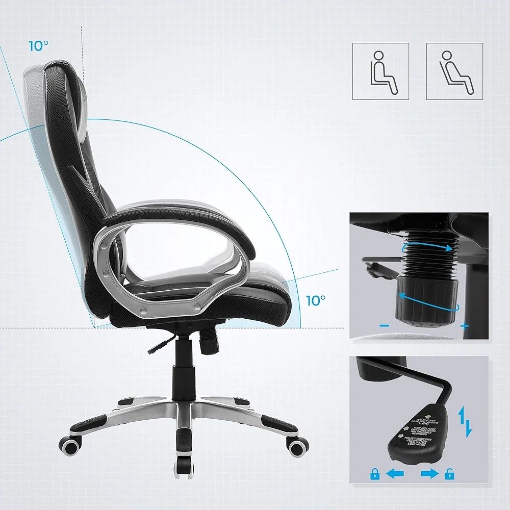 Krzesło biurowe fotel obrotowy songmics obg22bv1 regulacja