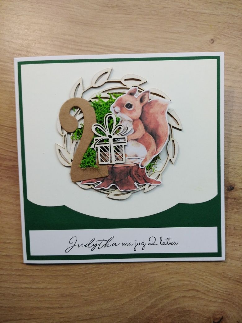 Kartka urodzinowa dla dziecka w stylu leśnym. Personalizowana.