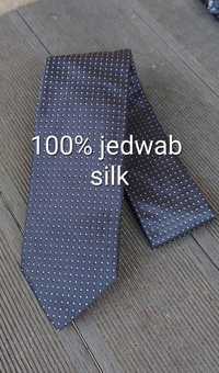 krawat jedwabny 100% jedwab silk tiger of sweden wzory granatowy