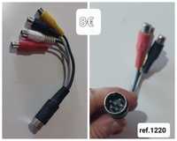 Cabo Mini-DIN 6 Pinos para 4 RCA TV / AV / Video