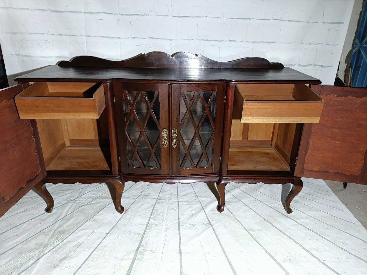 Aparador consola cristaleira estilo Queen Anne