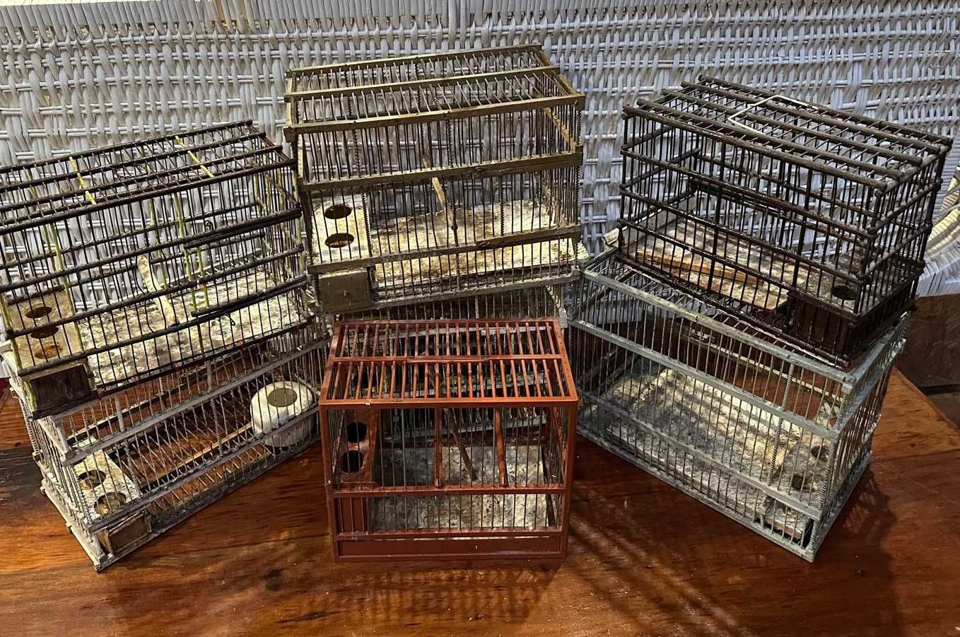 Gaiolas antigas, em madeira e arame decorativas