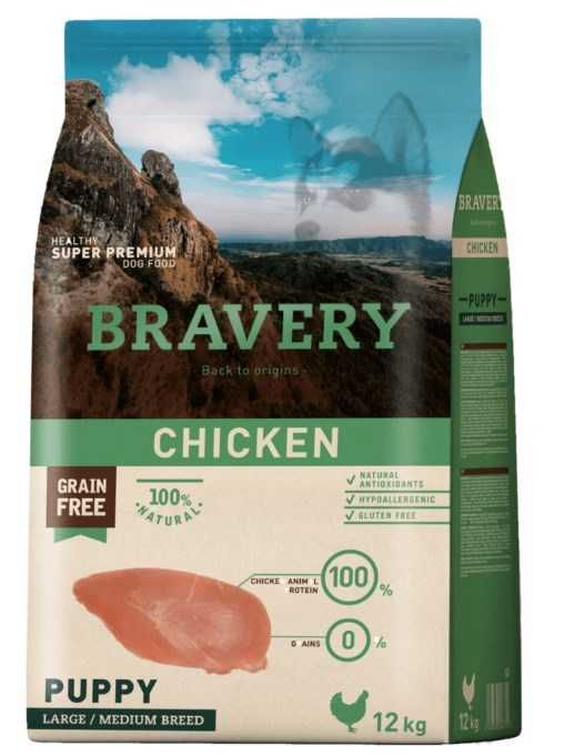 Корм BRAVERY Chicken Puppy Large/Medium для цуценят 12 кг