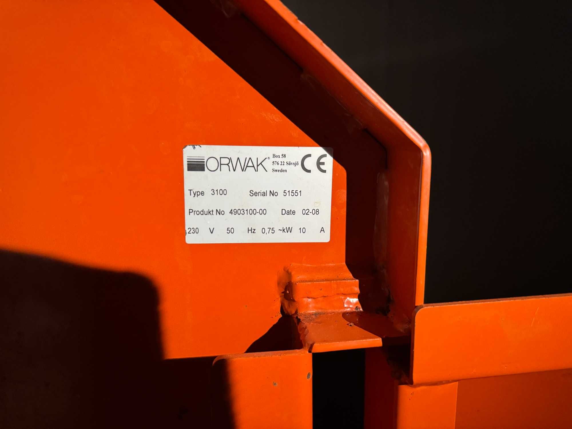 Prensa enfardadeira cartão ORWAK 3100 - Compactadora monofásica usada