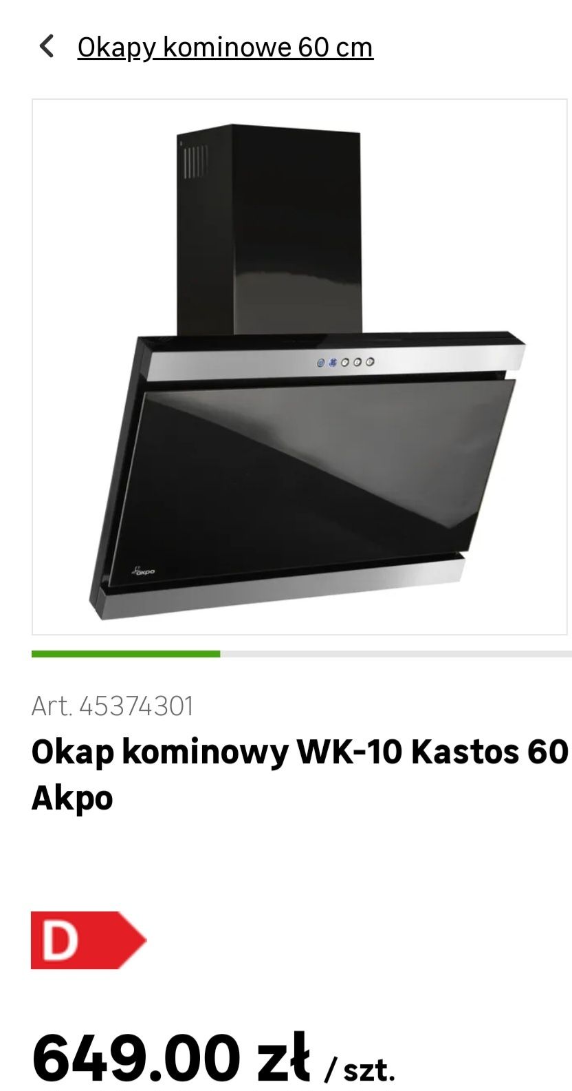 Okap  / Pochłaniacz kominowy Kastos 60 cm