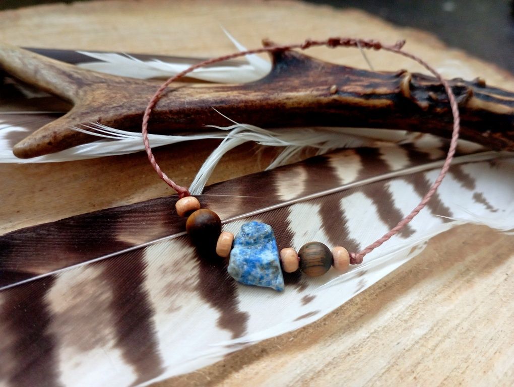 Bransoletka kamienie naturalne lapis lazuli tygrysie oko boho hippie