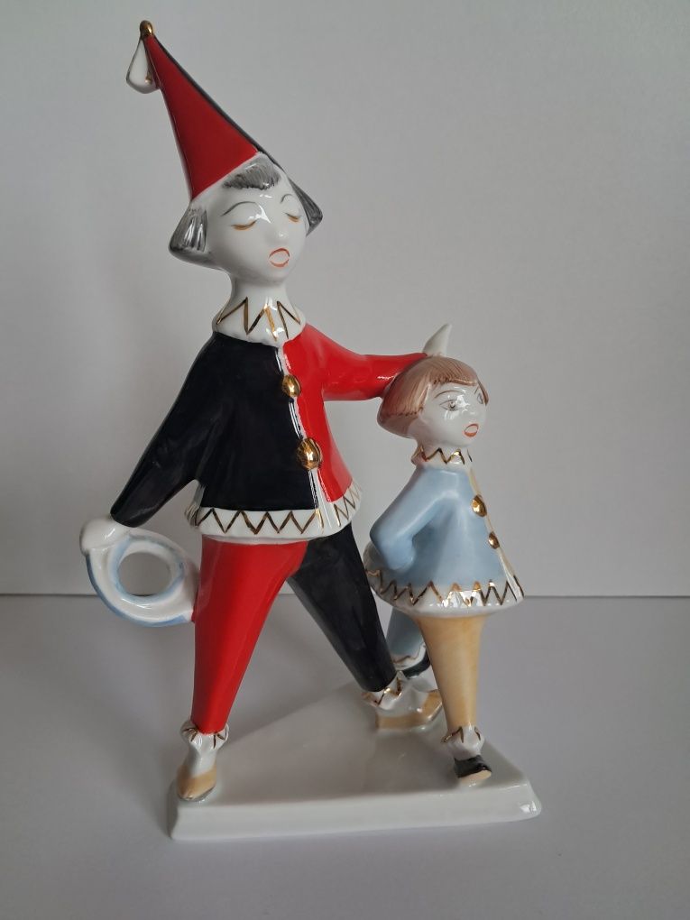 HOLLOHAZA Klauny art deco figurka porcelanowa vintage