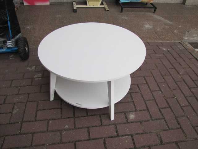 Okrągły stolik kawowy do salonu 2 poziomy 80 cm  biały Vasagle