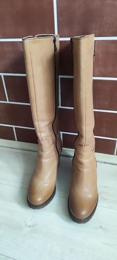 Kozaki Solo Femme 38 skóra naturalna camel, brąz