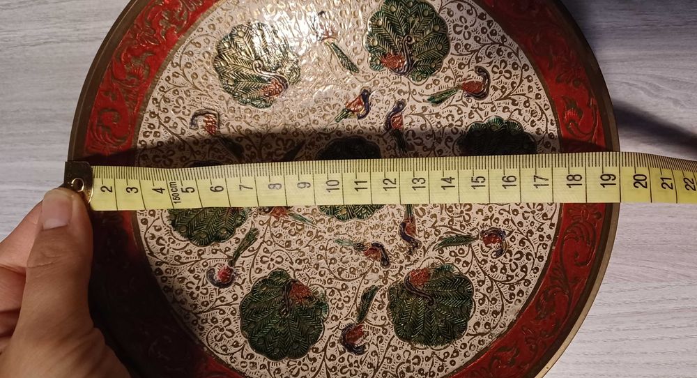 Misa patera mosiężna indyjska w pawie vintage