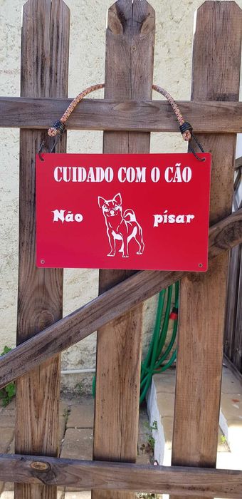 Placa sinalética personalizada "cuidado com o cão" qualquer raça
