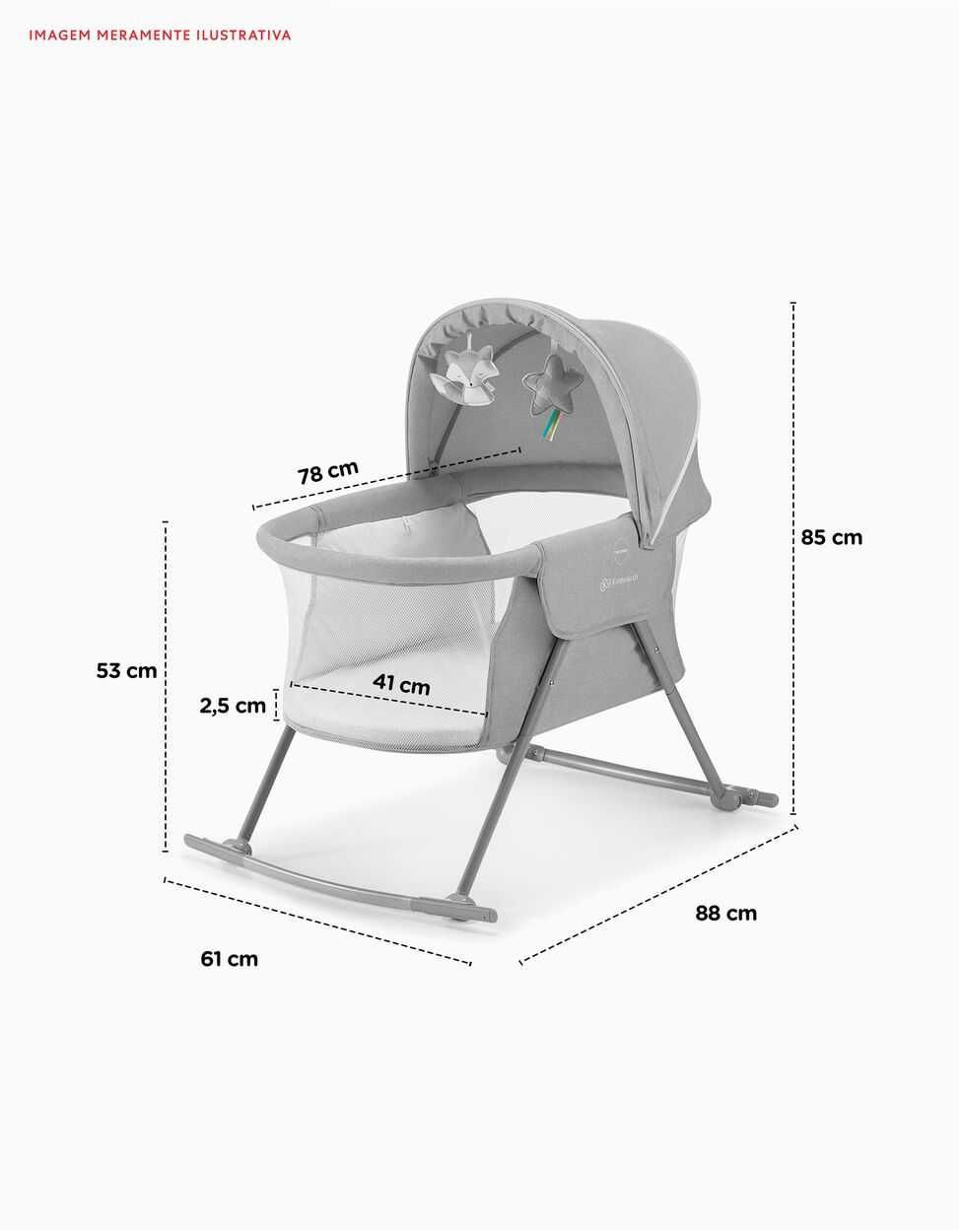 Berço Lovi Kinderkraft cinzento