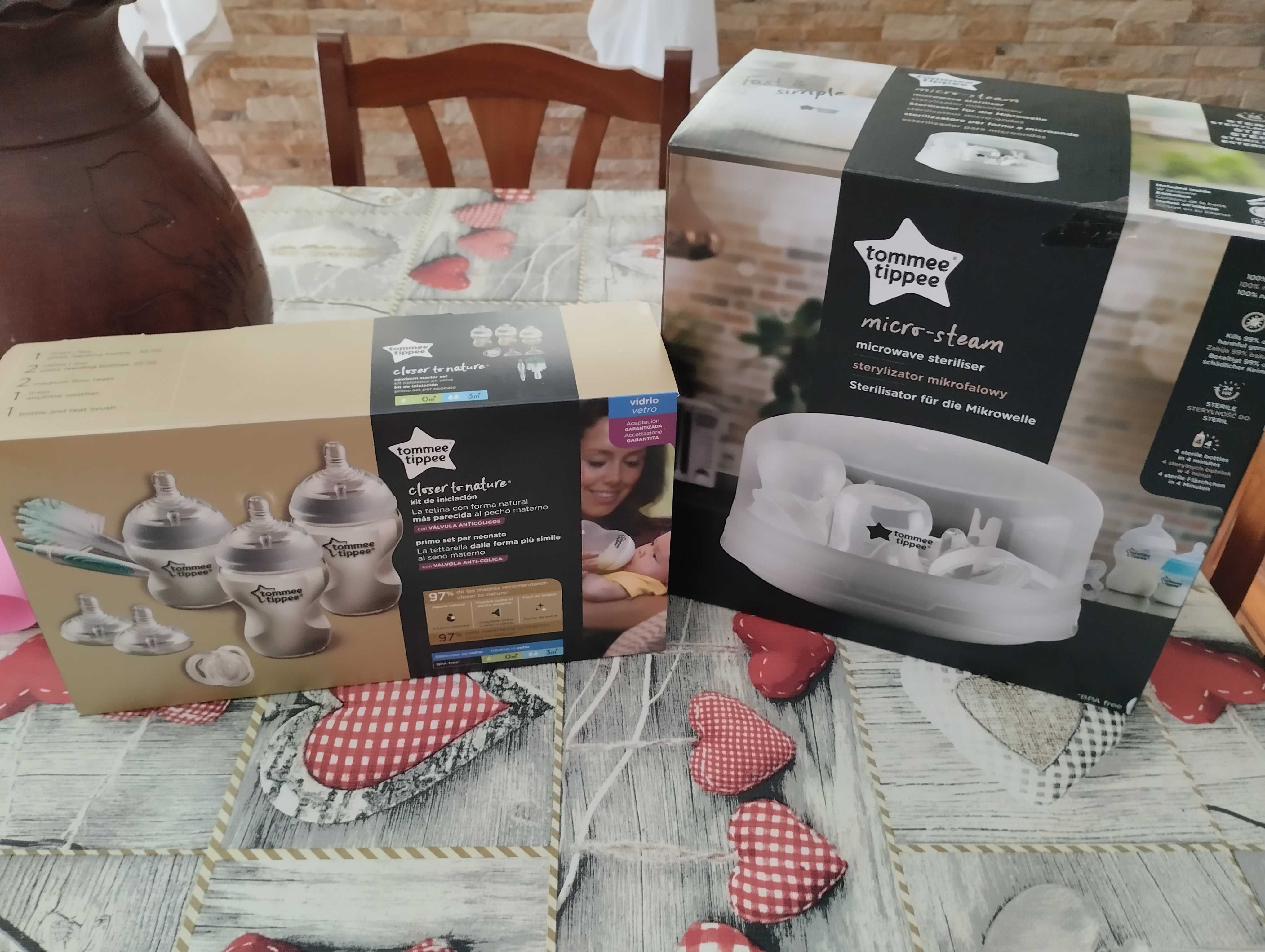 Esterilizador e conjunto de biberões Tommee tippee novos