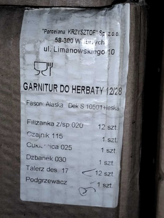 Serwis Krzysztof herbata 12 osób i obiad 12 osób fason Alaska