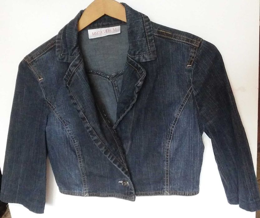 Żakiet Mango, S/M, jeans, bolerko, jeansowy, krótki, 1/2 rękaw