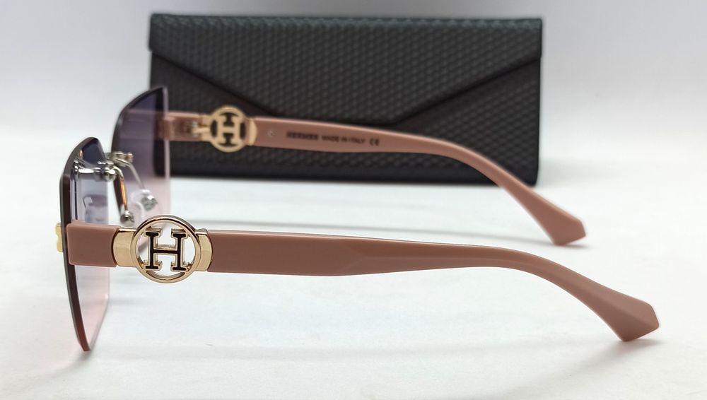 Брендовые женские очки фиолетово розовый градиент безоправные в футляр