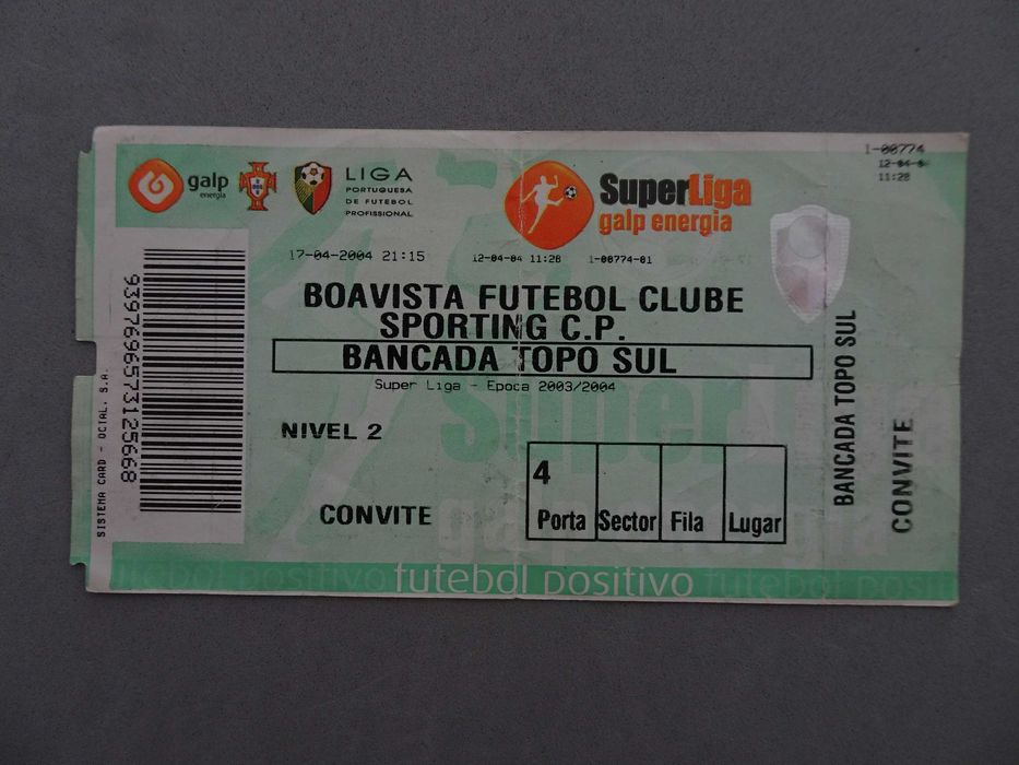 Bilhete de futebol Boavista Sporting Super Liga Época 2003/2004