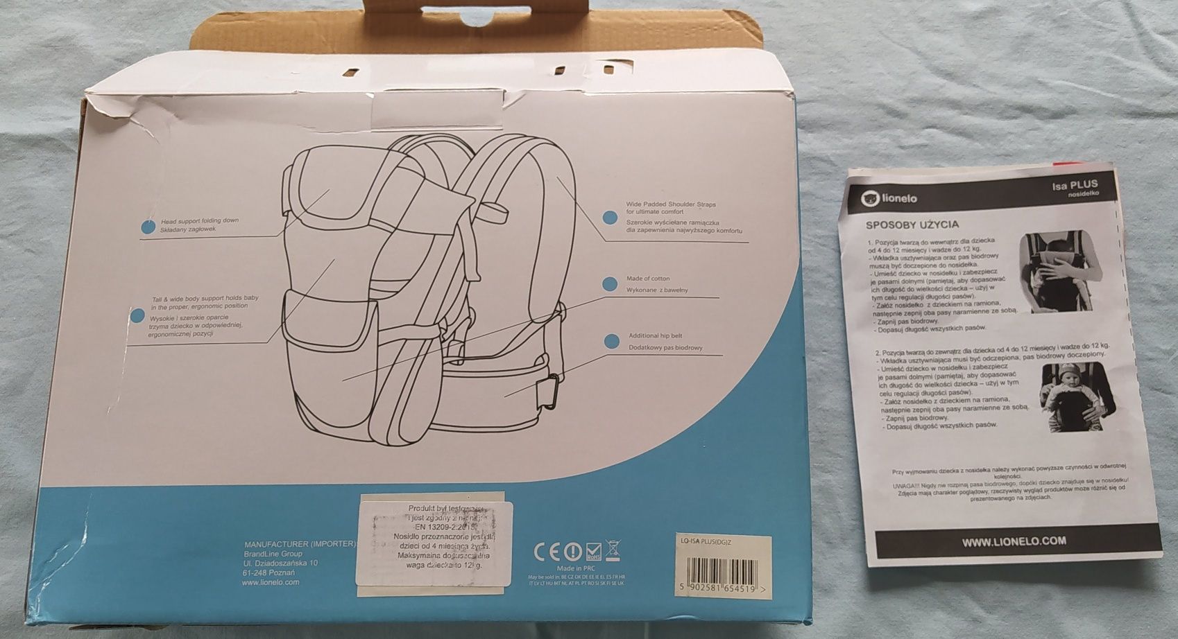Nosidełko ergonomiczne dla dzieci 0-12 kg, wiek 0+