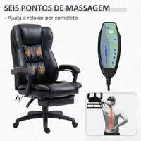 Cadeira de Escritório 6 Pontos de Massagem 68,5x68,5x119-127cm Preto