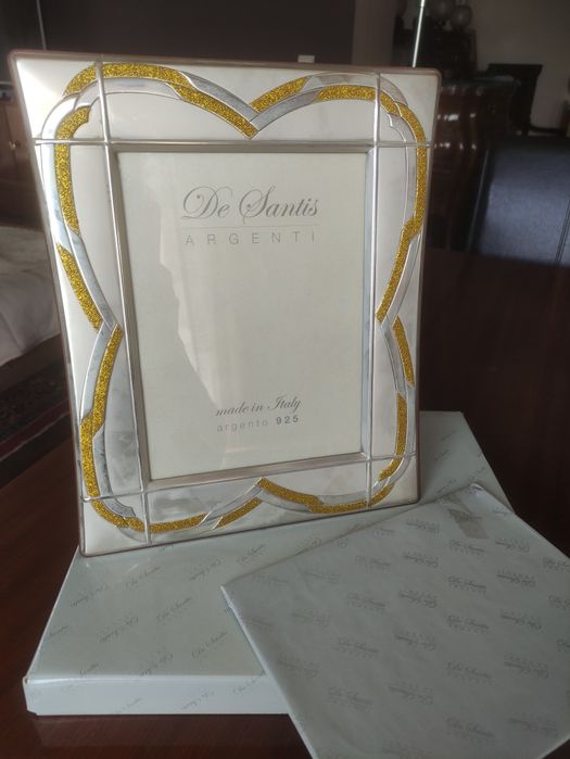 Moldura Passepartout Foto Prata 925 Dourado