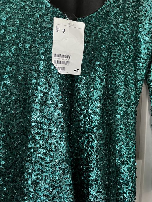 Cekiny sylwester boska sukienka. H&M 36/38 Nowa S/M