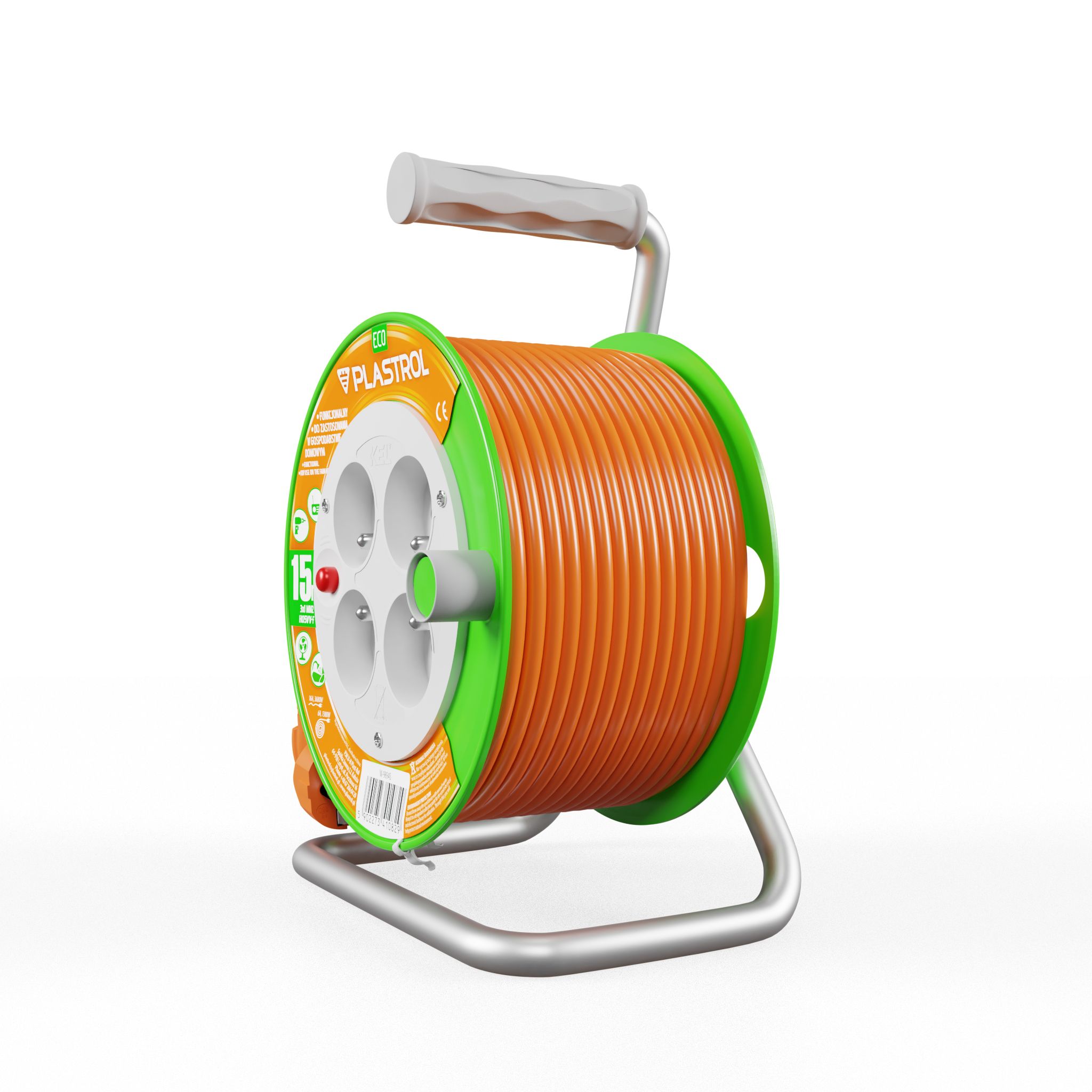 Przedłużacz bębnowy Eco PB-ST/M/15M/3X1/H05VV-F pomarańczowy PLASTROL