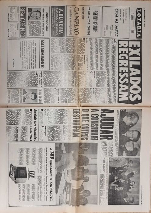 Jornal "A Capital" de 3 maio 1974- após a revolução