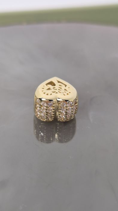Nowy złoty charms do bransoletki typu Pandora serce drzewko cyrkonie