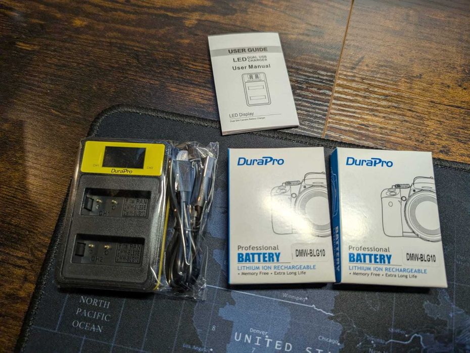DuraPro 2 szt. DMW-BLE9 DMW-BLG10 akumulator + led ładowarka