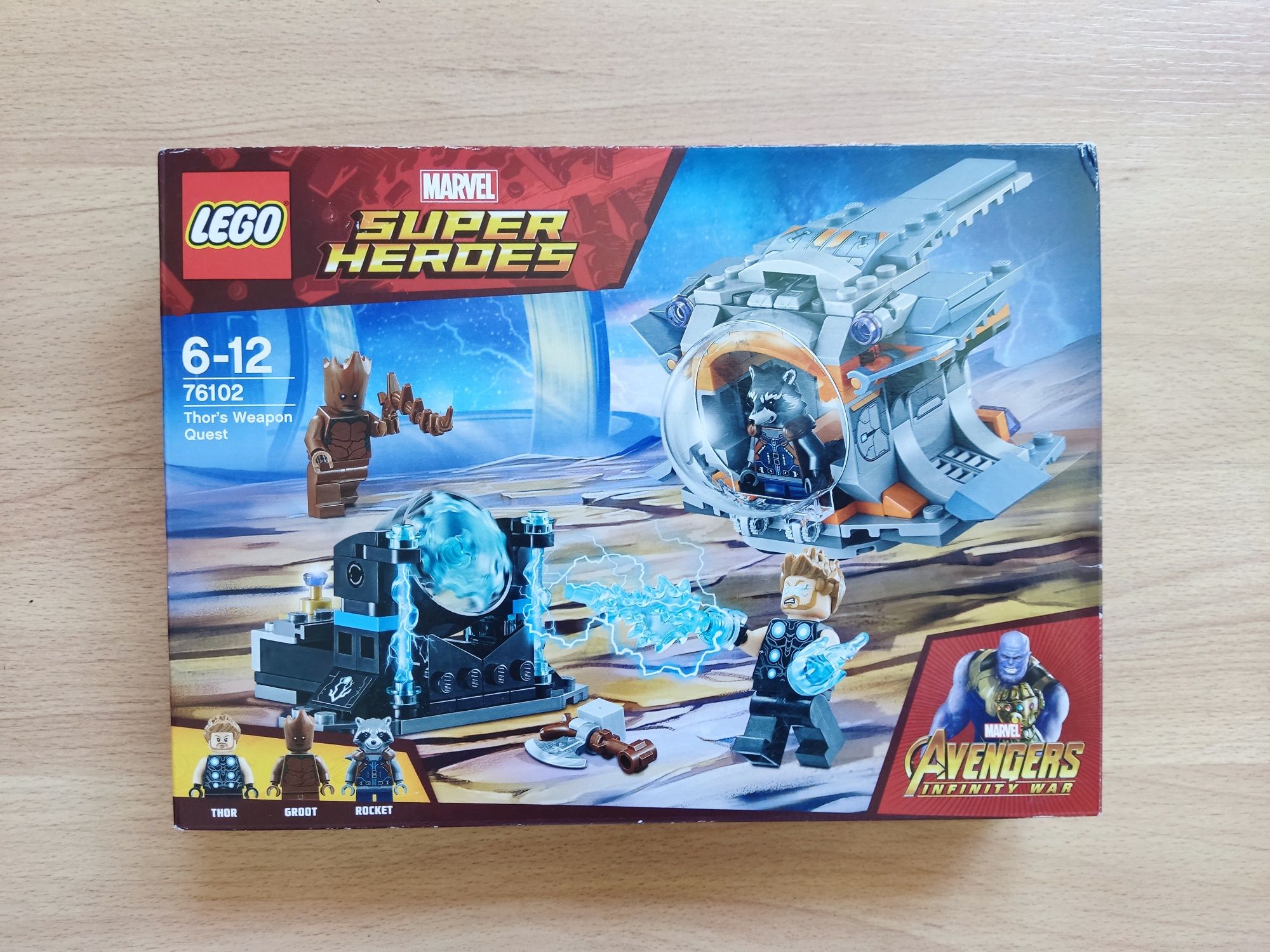 Nowe LEGO 76102 Marvel Avengers poszukiwanie broni Thora, zaplombowane