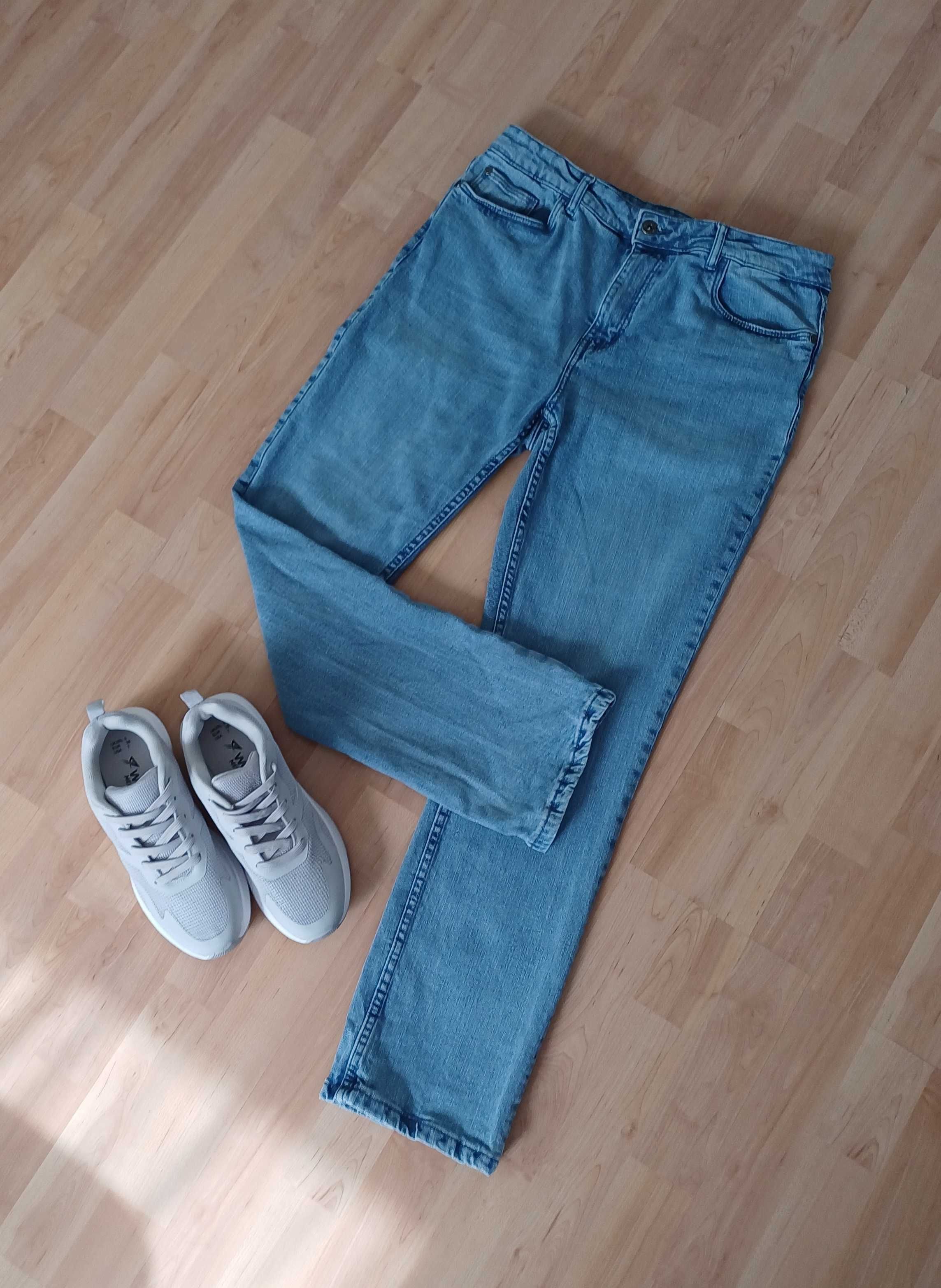 Spodnie długie jeans damskie niebieskie z wysokim stanem 40/L