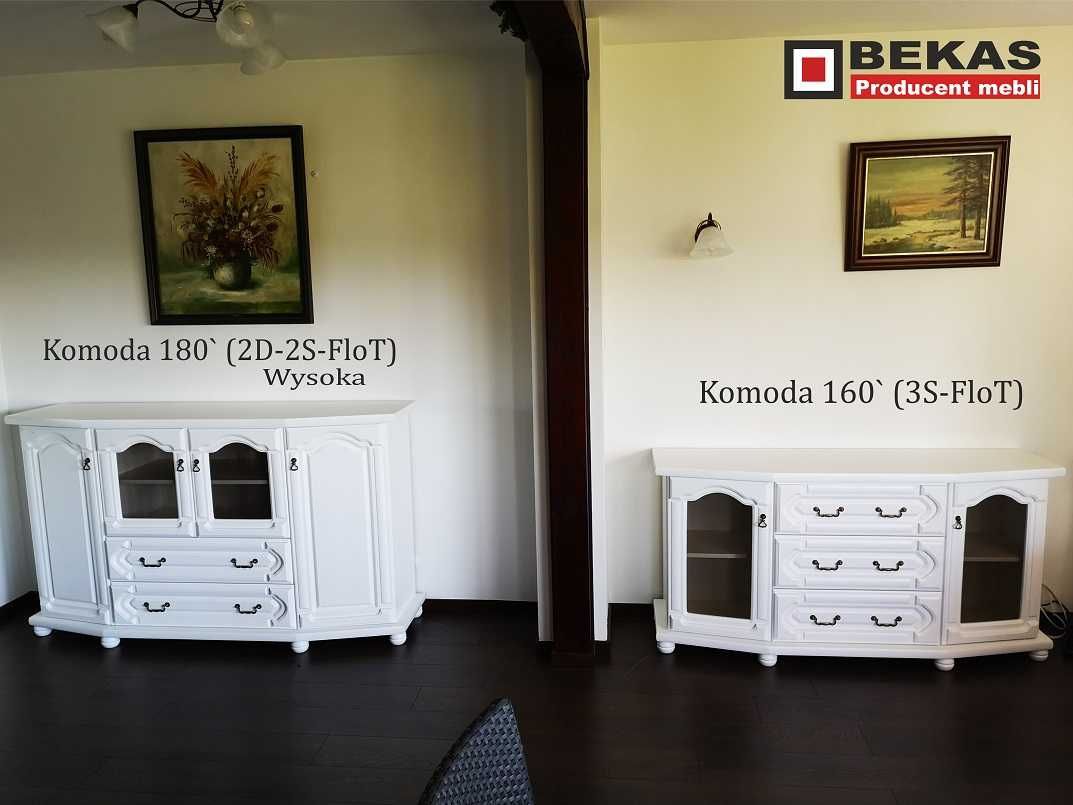 Stylizowana Komoda 180` (2D-4S) Dąb Biały Bekas Meble Stylowe