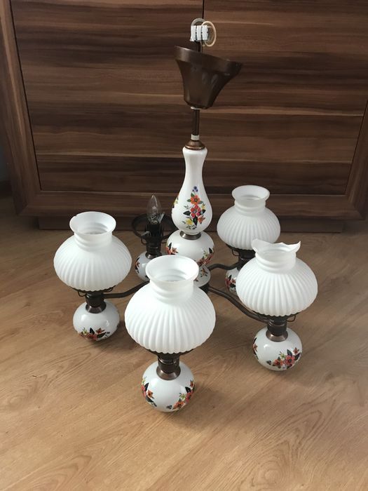 Antyczny żyrandol sufitowy na 5 żarówek