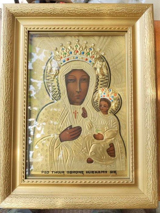 Ikona Matka Boska Częstochowska 1984 piekna, duża, ciężka