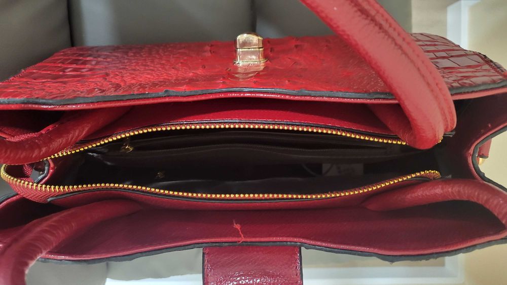 New women's bag, patent leather, red
