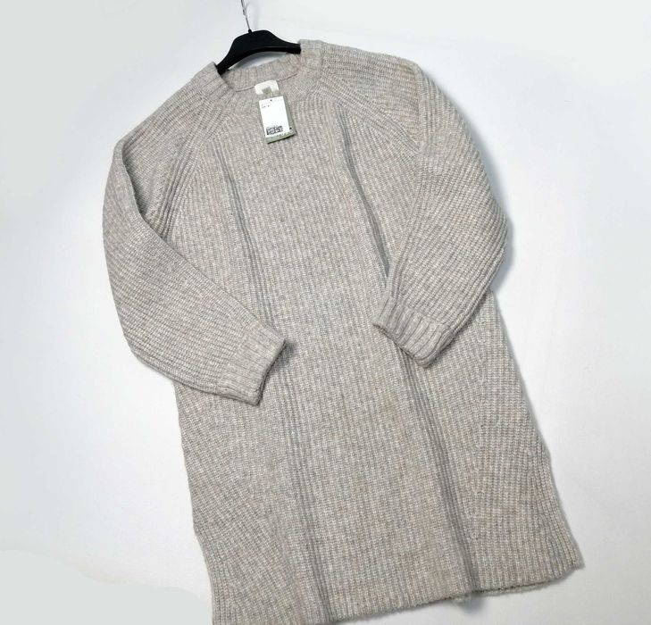 Теплое зимнее свободное платье-свитер H&M