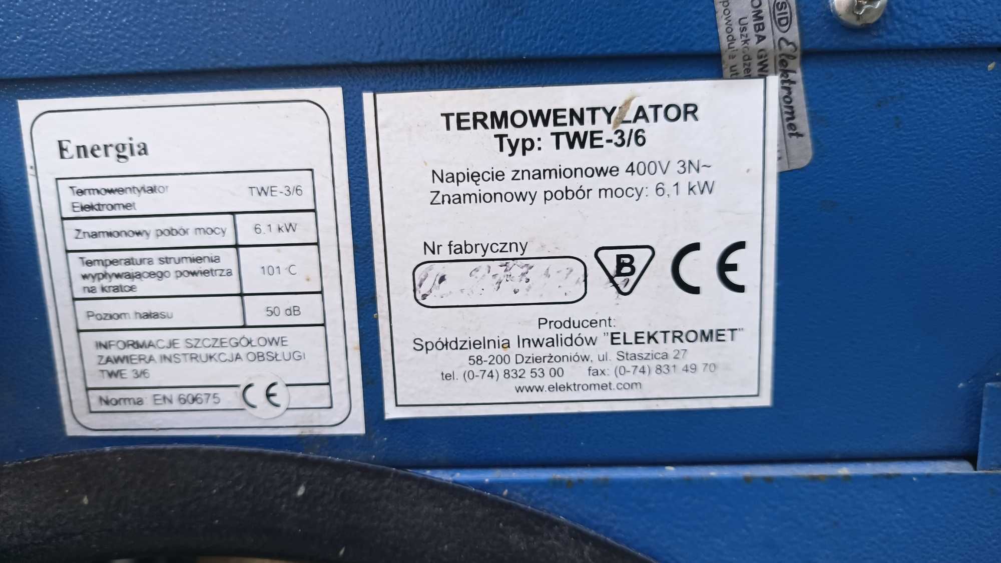 termowentylator ELEKTROMET TWE-3/6