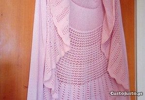 Cardigan algodão cor rosa tamanho M -  Bom estado