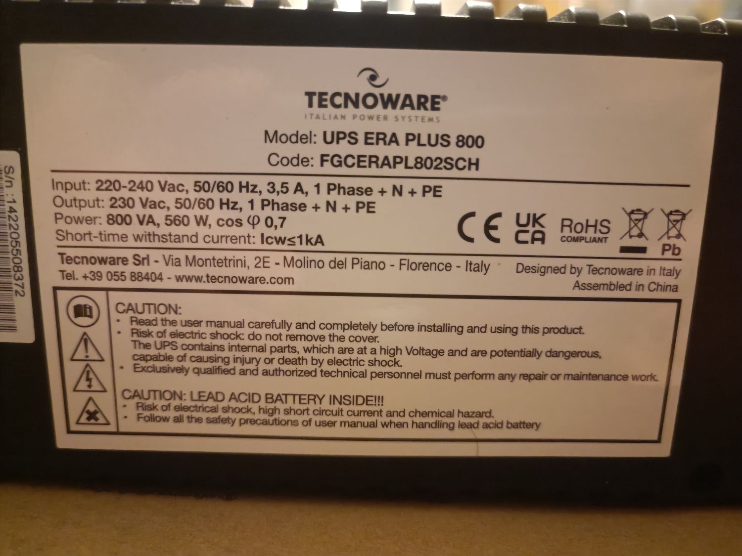 Продам УПС Tecnoware UPS ERA PIUS 800