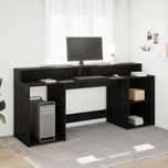 Vidaxl Biurko Czarny Dąb 200X55X91 Cm Drewno Inżynieryjne