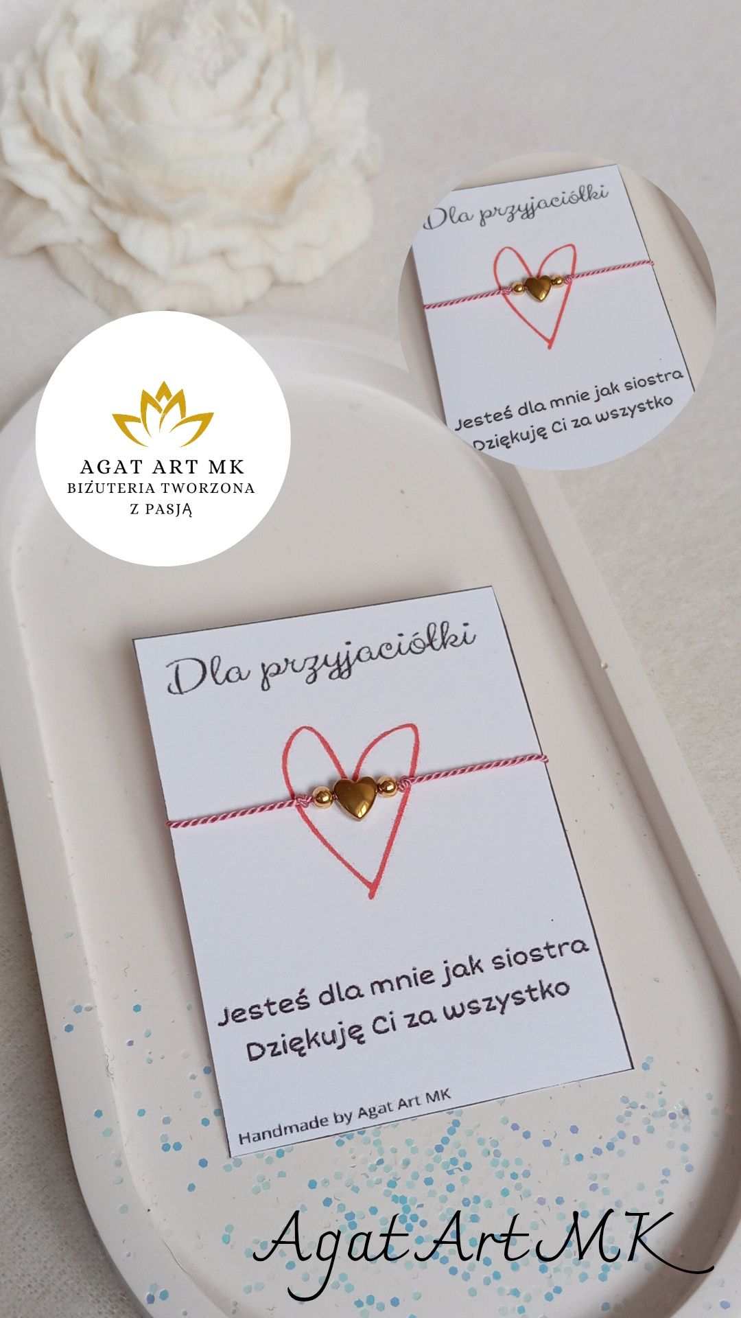 Bransoletka dla przyjaciółki z sercem