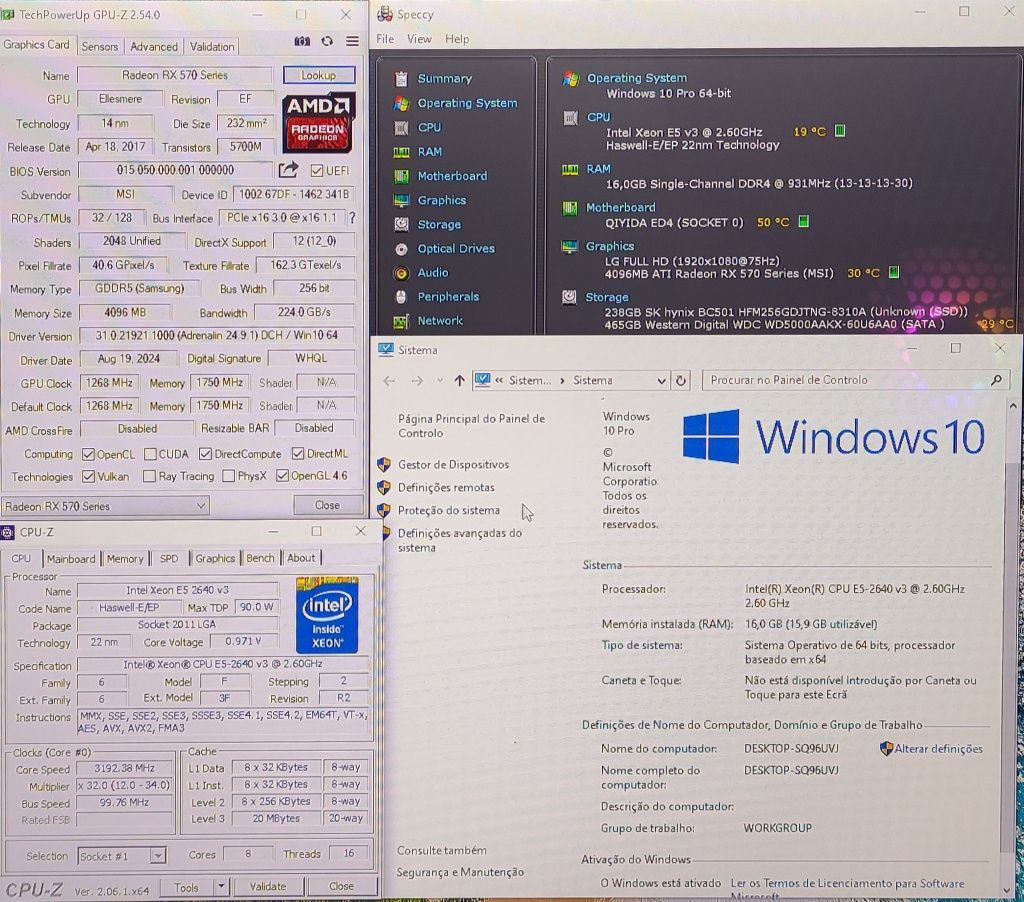 PC Gamer Core i7 5930(Xeon E5 2640 v3)3,4gh+RX 570 4gb+16gb+740gb SSD